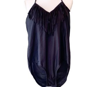 Bobbie Brooks One Piece Padded Swimwear Swimsuit With A Fringy Front Size 1X